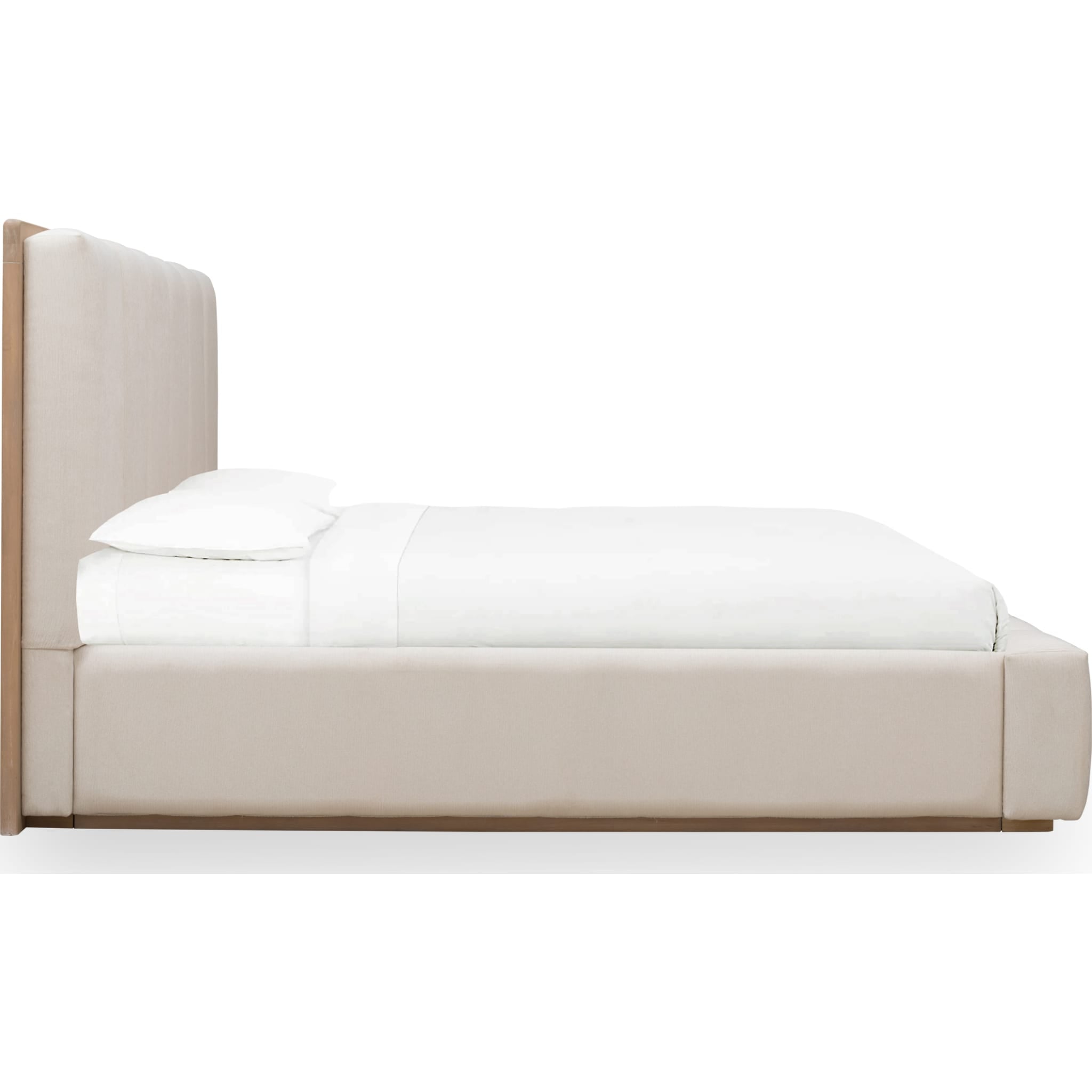 Gardenia Wood Frame Upholstered Platform Bed in Cotton and Chai