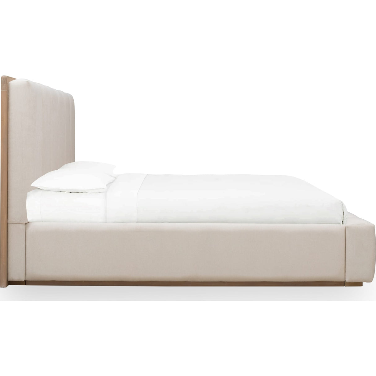 Gardenia Wood Frame Upholstered Platform Bed in Cotton and Chai