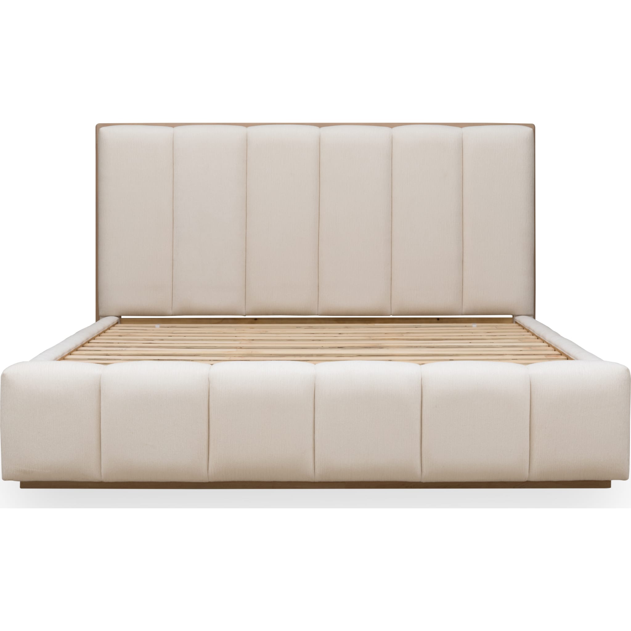 Gardenia Wood Frame Upholstered Platform Bed in Cotton and Chai