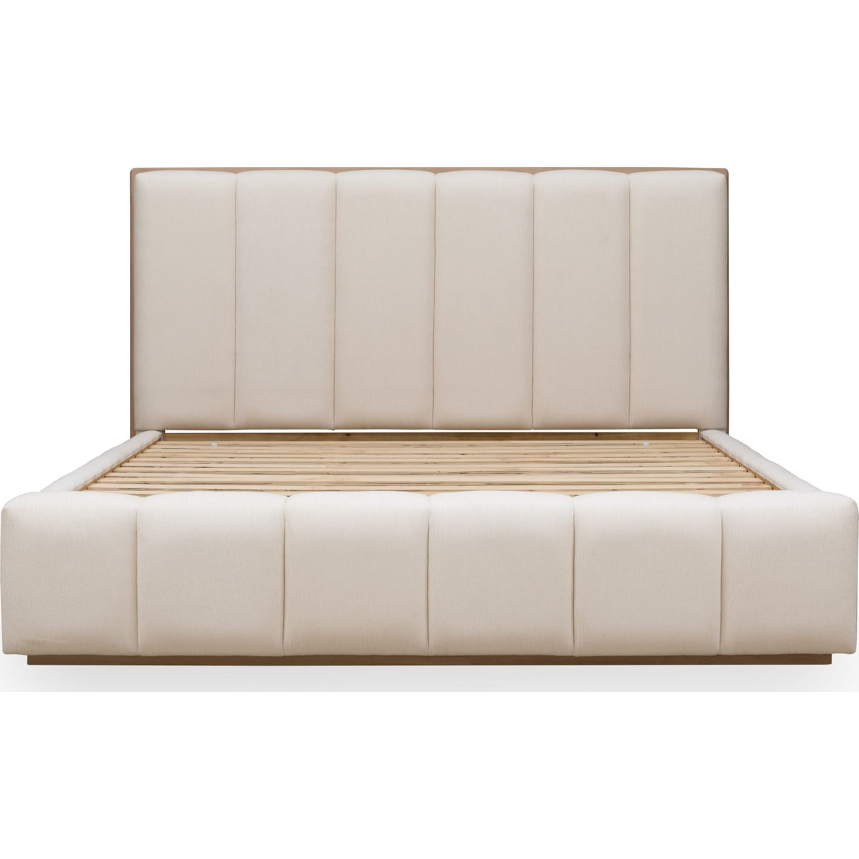 Gardenia Wood Frame Upholstered Platform Bed in Cotton and Chai