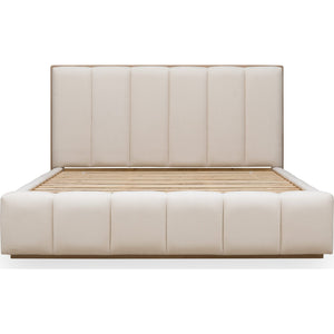 Gardenia Wood Frame Upholstered Platform Bed in Cotton and Chai