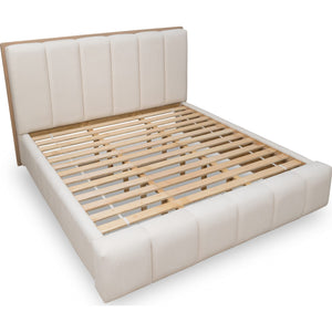 Gardenia Wood Frame Upholstered Platform Bed in Cotton and Chai