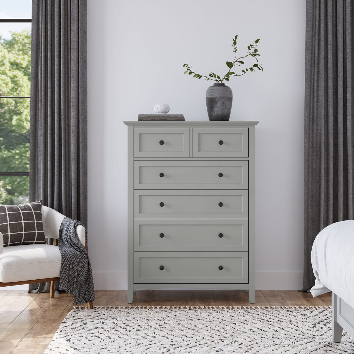 Grace Five Drawer Chest in Elephant Gray (2024)
