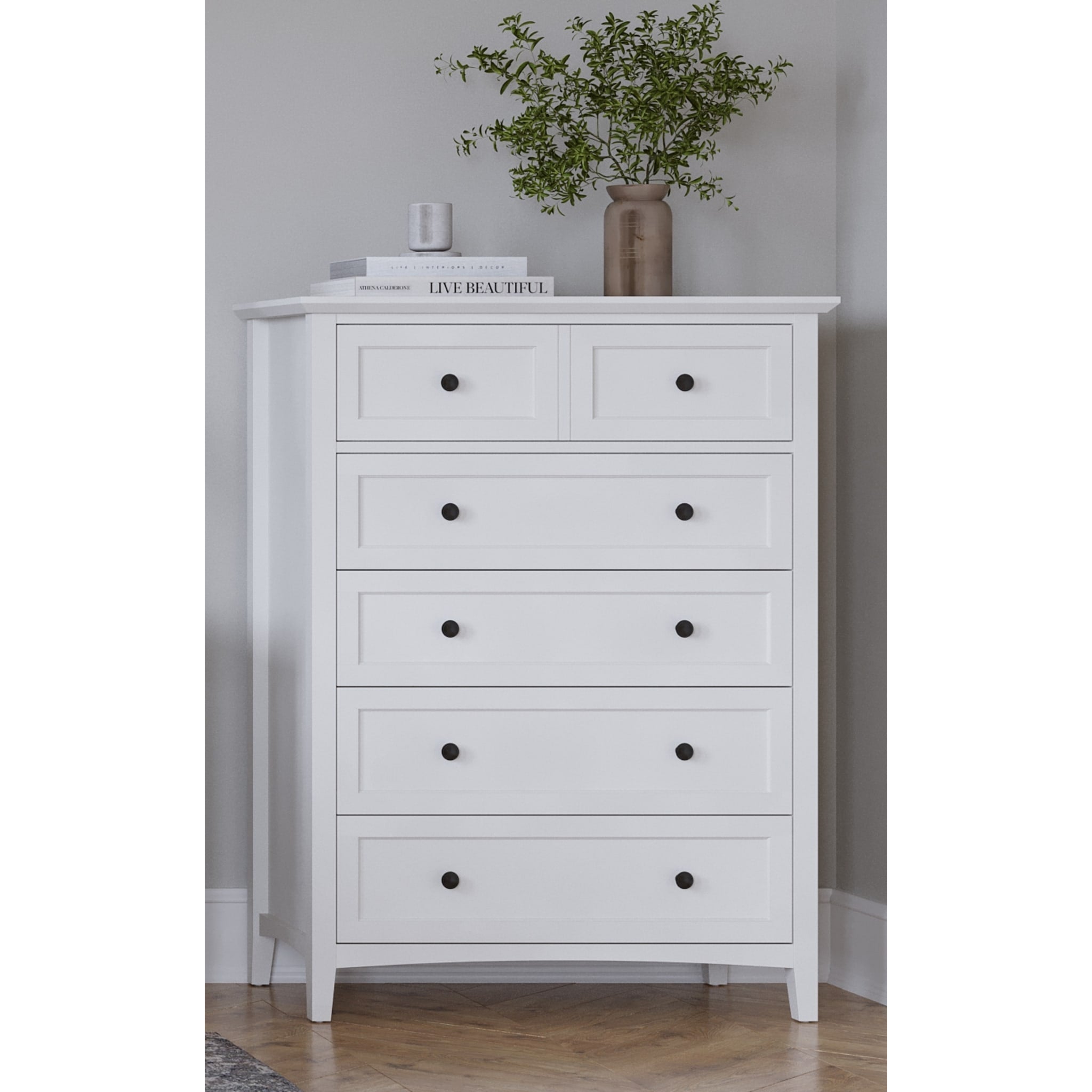 Grace Five Drawer Chest in Snowfall White (2024)