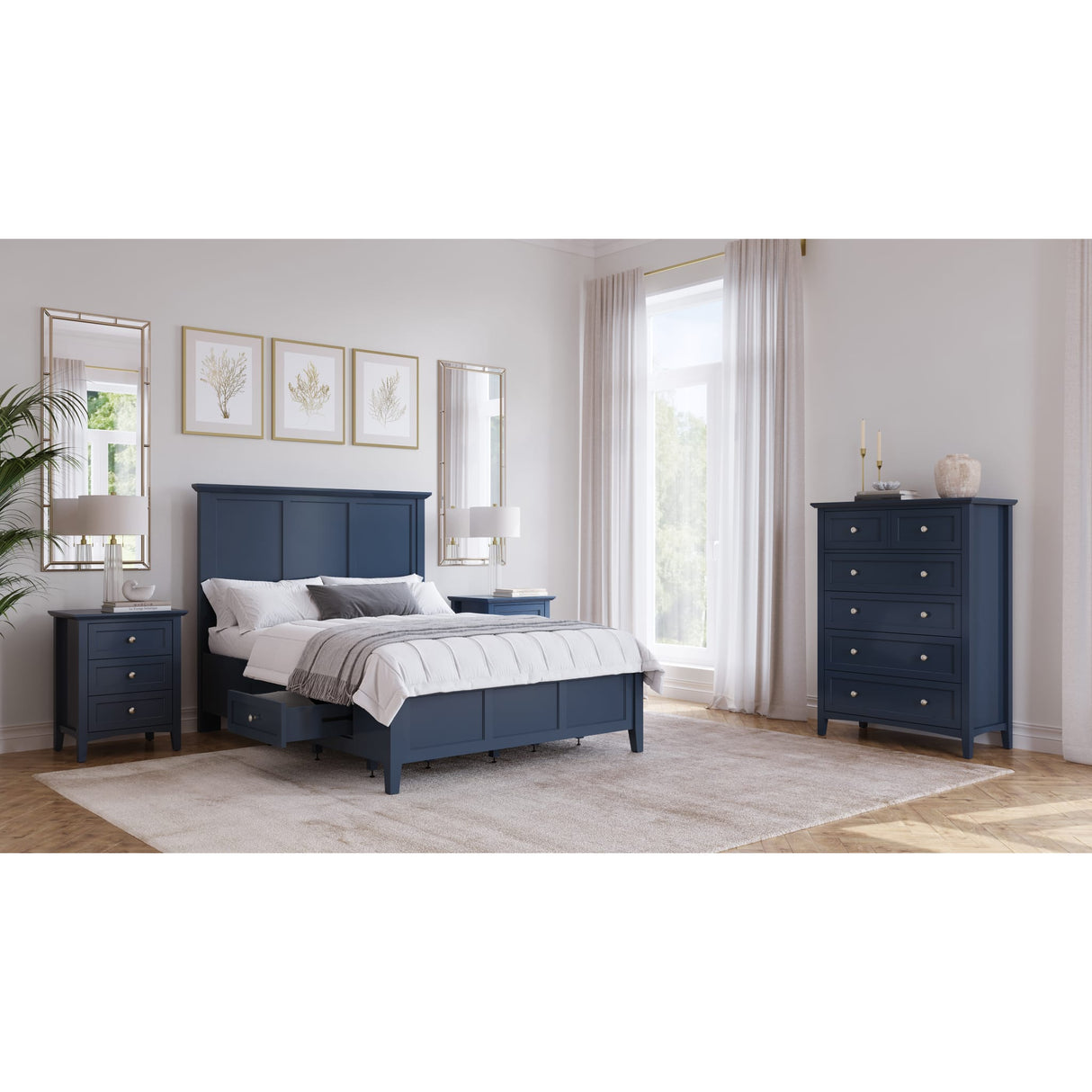 Grace Four Drawer Platform Storage Bed in Blueberry