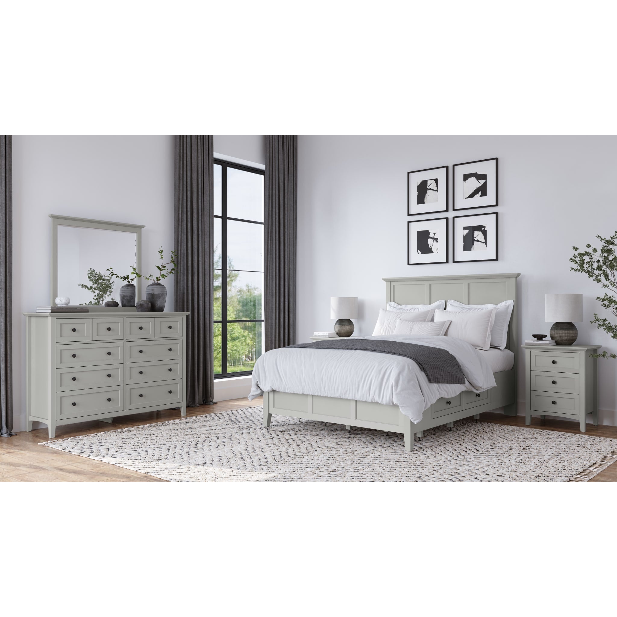 Grace Four Drawer Platform Storage Bed in Elephant Gray