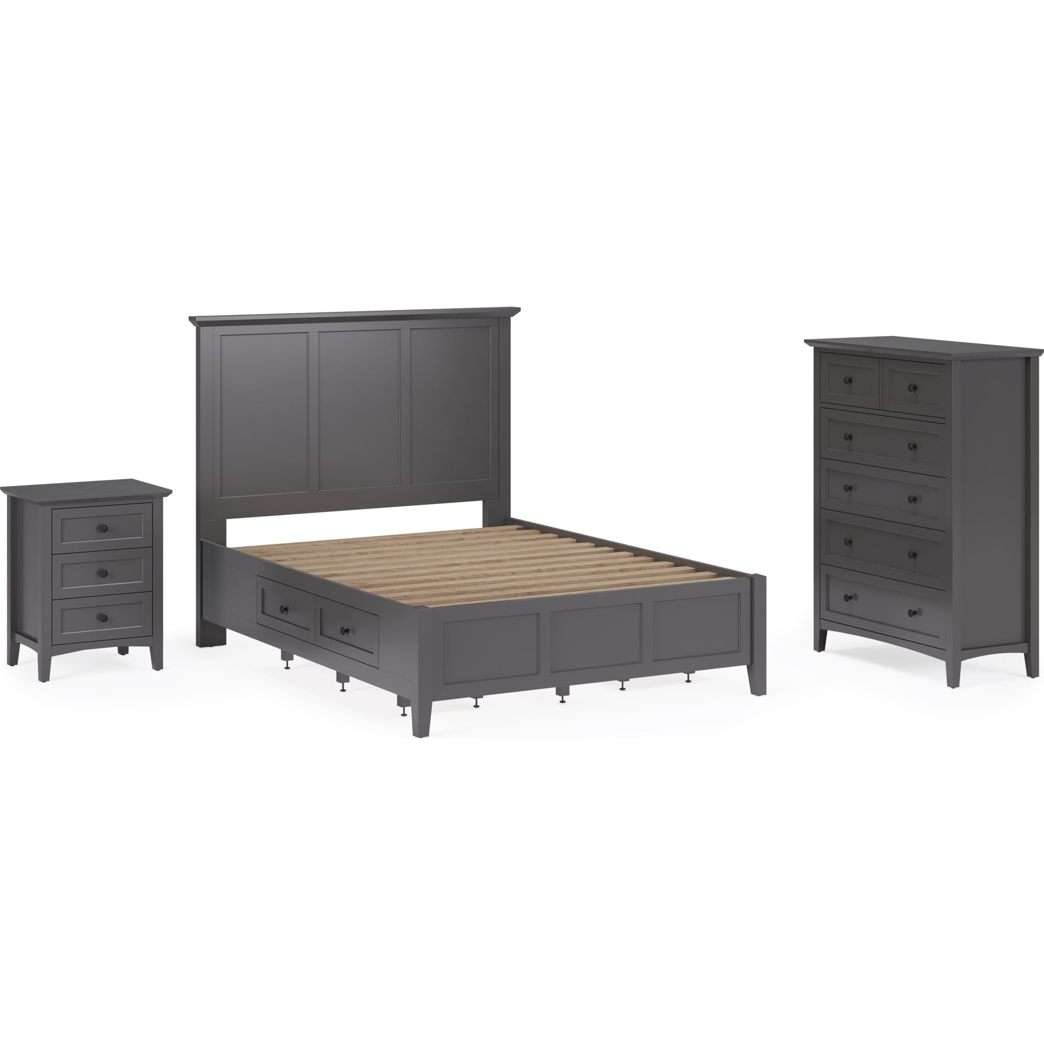 Grace Four Drawer Platform Storage Bed in Raven Black