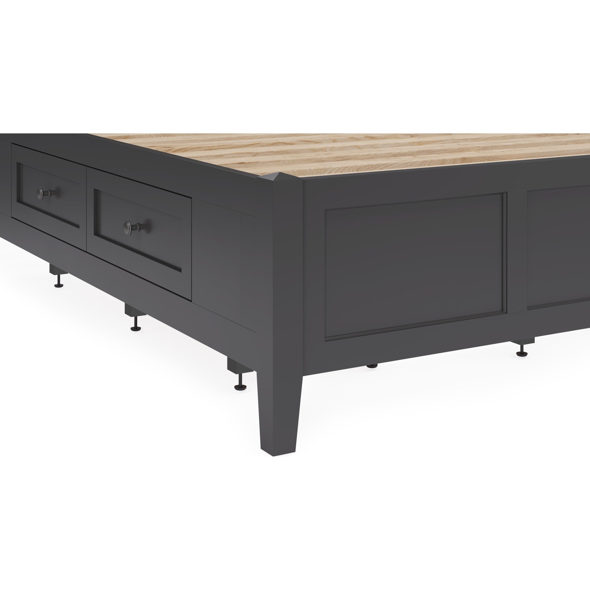 Grace Four Drawer Platform Storage Bed in Raven Black