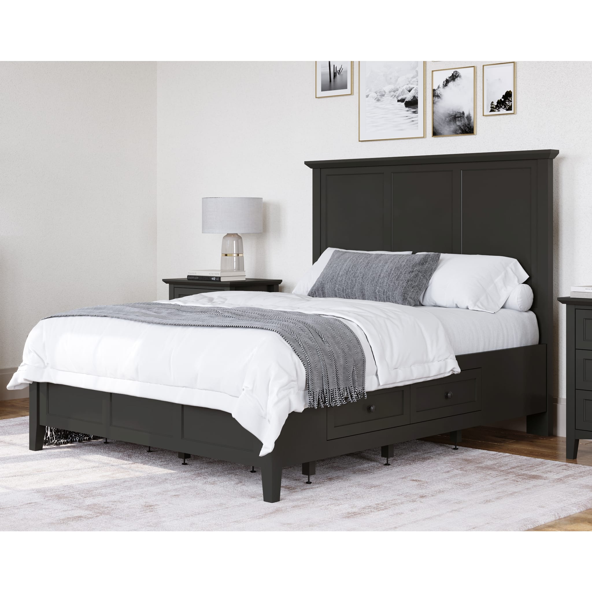 Grace Four Drawer Platform Storage Bed in Raven Black