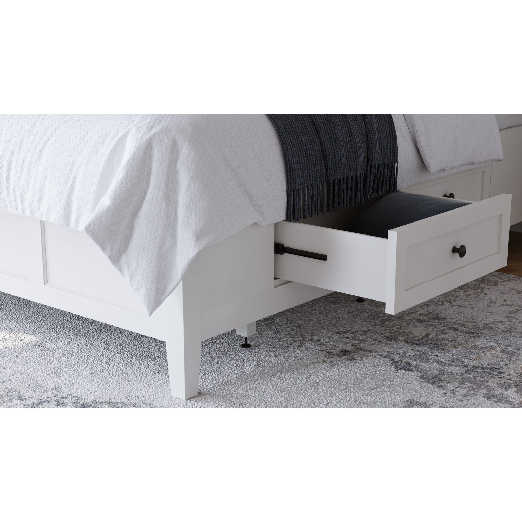 Grace Four Drawer Platform Storage Bed in Snowfall White