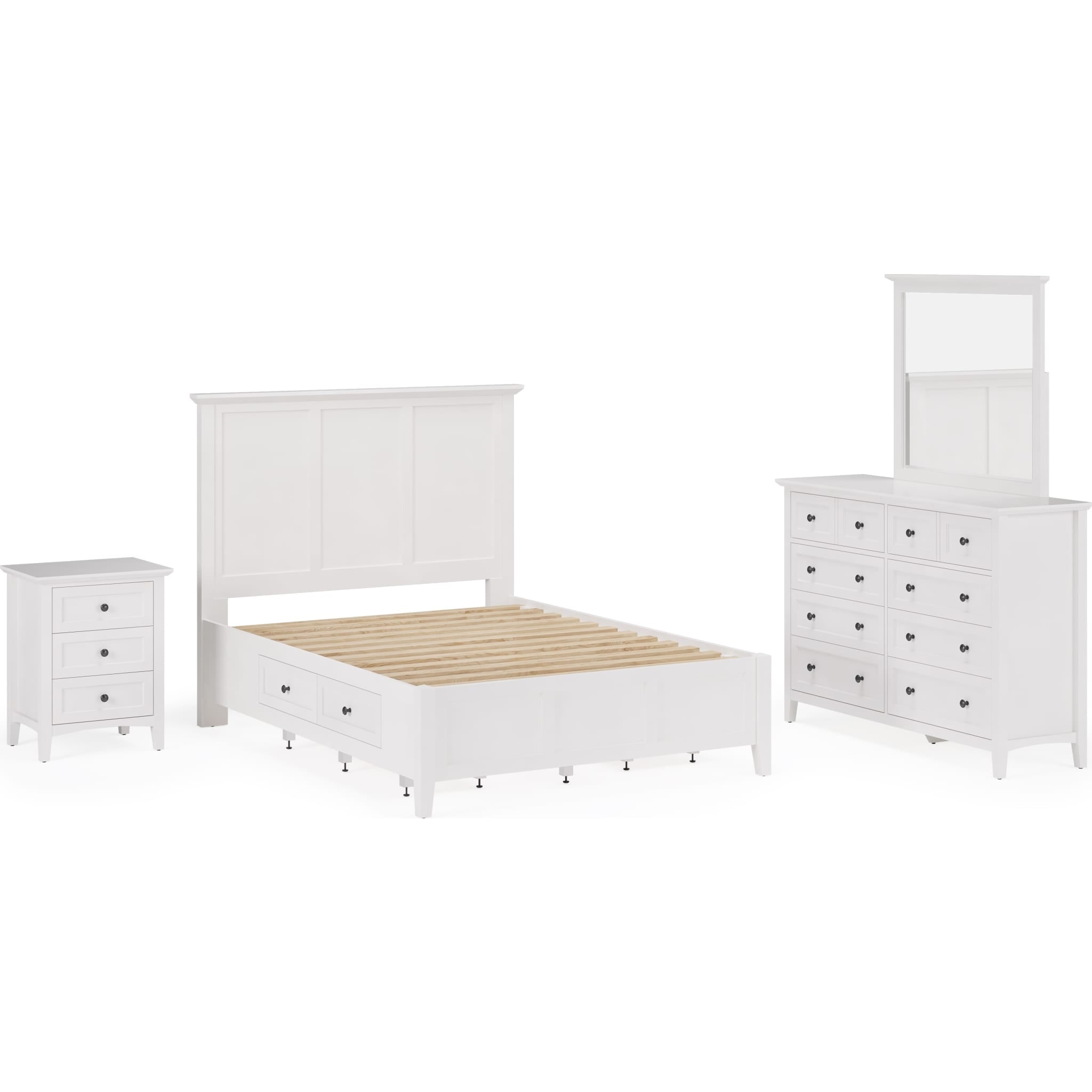 Grace Four Drawer Platform Storage Bed in Snowfall White
