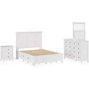 Grace Four Drawer Platform Storage Bed in Snowfall White