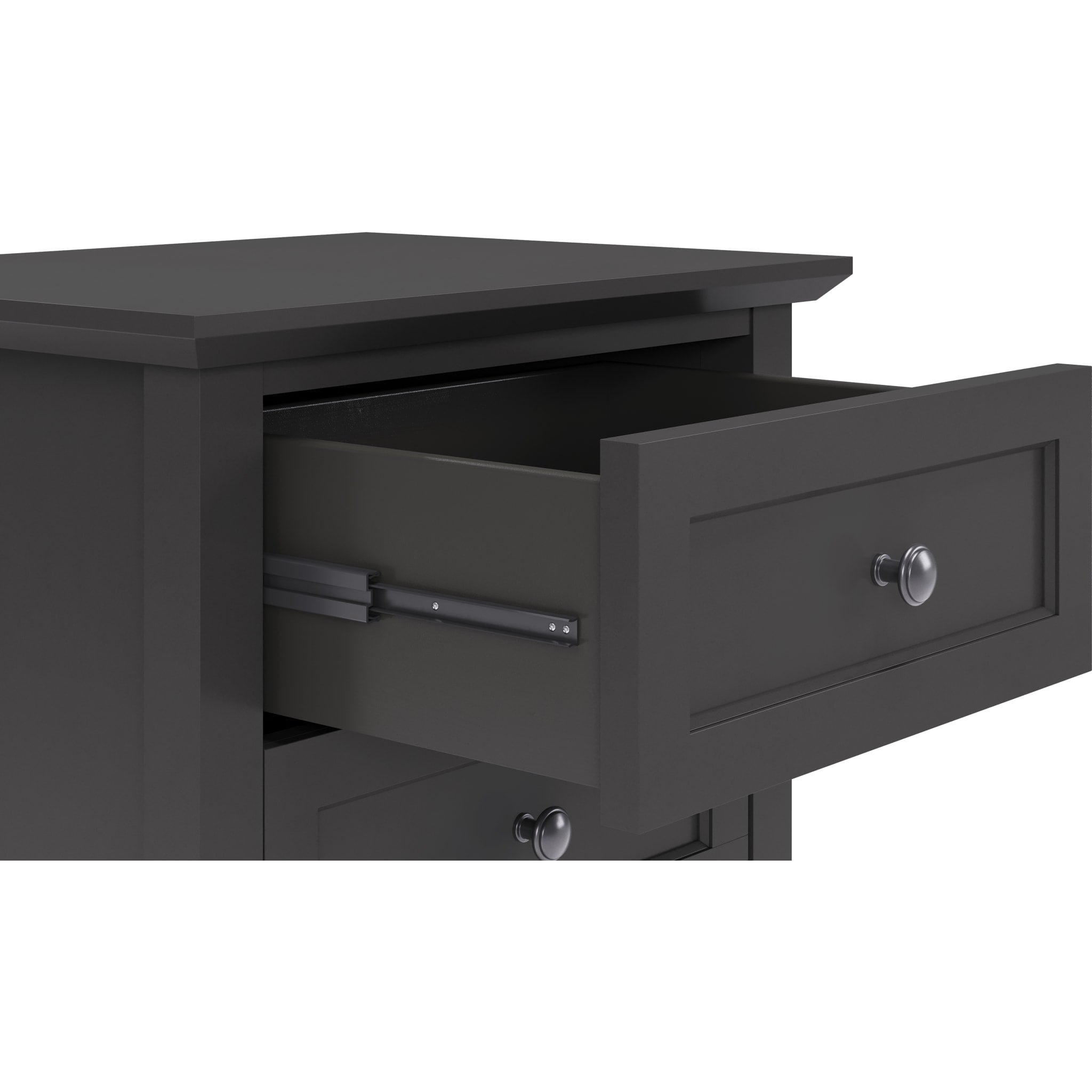 Grace Three Drawer Nightstand in Raven Black