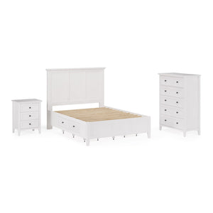 Grace Three Drawer Nightstand in Snowfall White