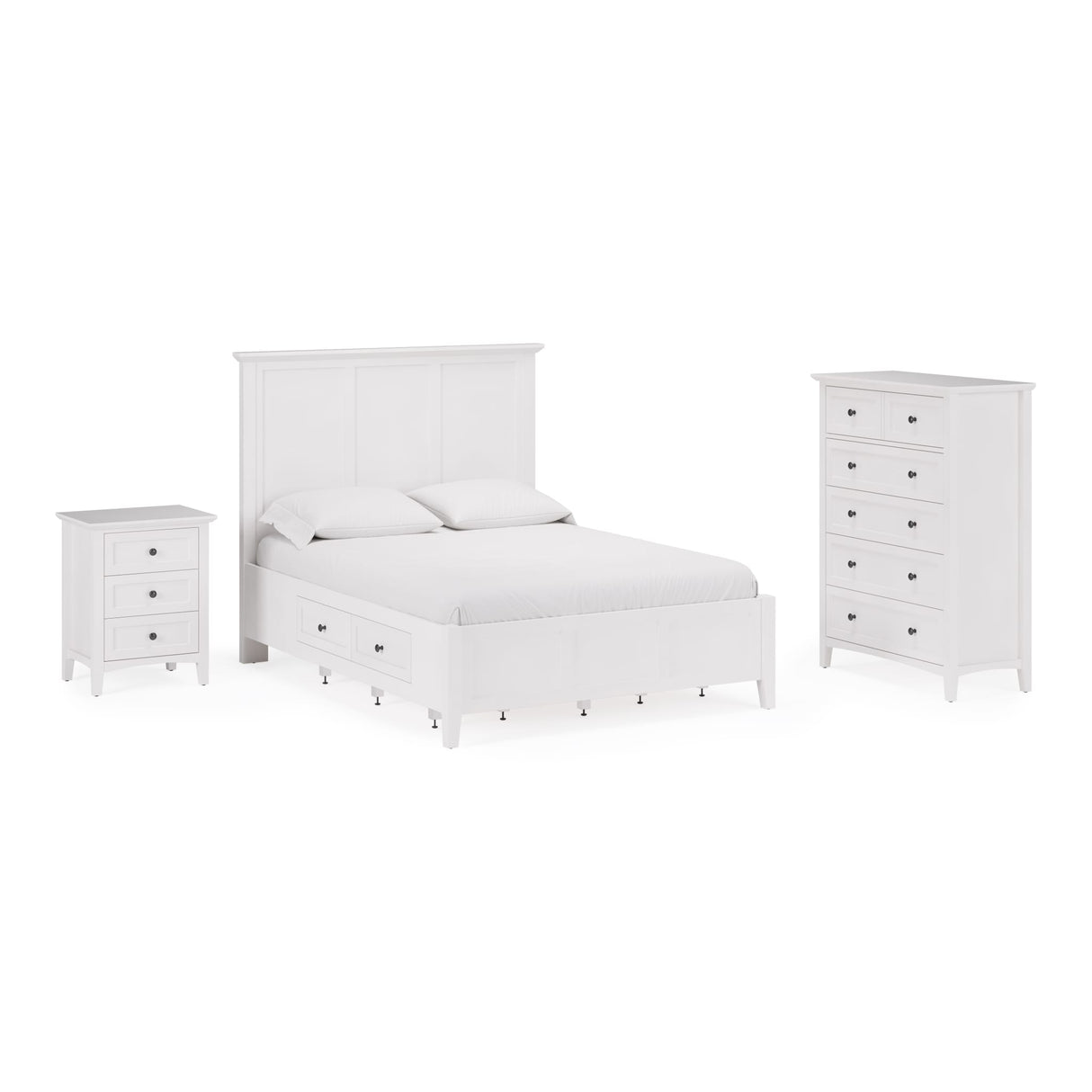 Grace Three Drawer Nightstand in Snowfall White