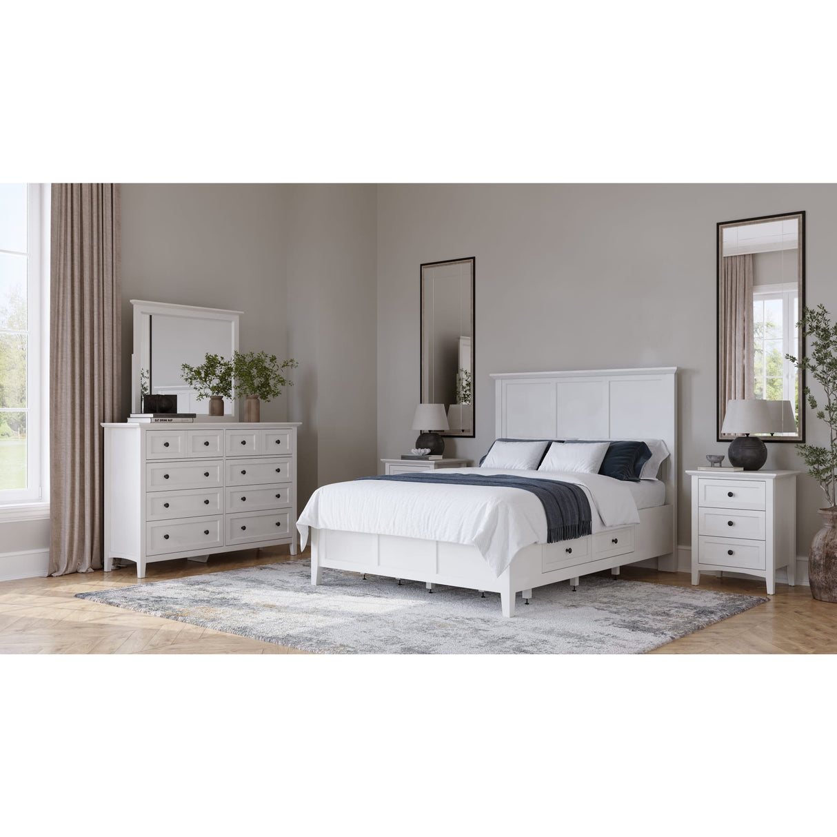 Grace Three Drawer Nightstand in Snowfall White