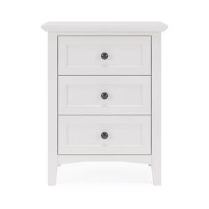 Grace Three Drawer Nightstand in Snowfall White
