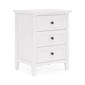 Grace Three Drawer Nightstand in Snowfall White