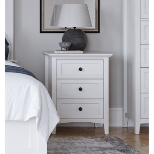 Grace Three Drawer Nightstand in Snowfall White