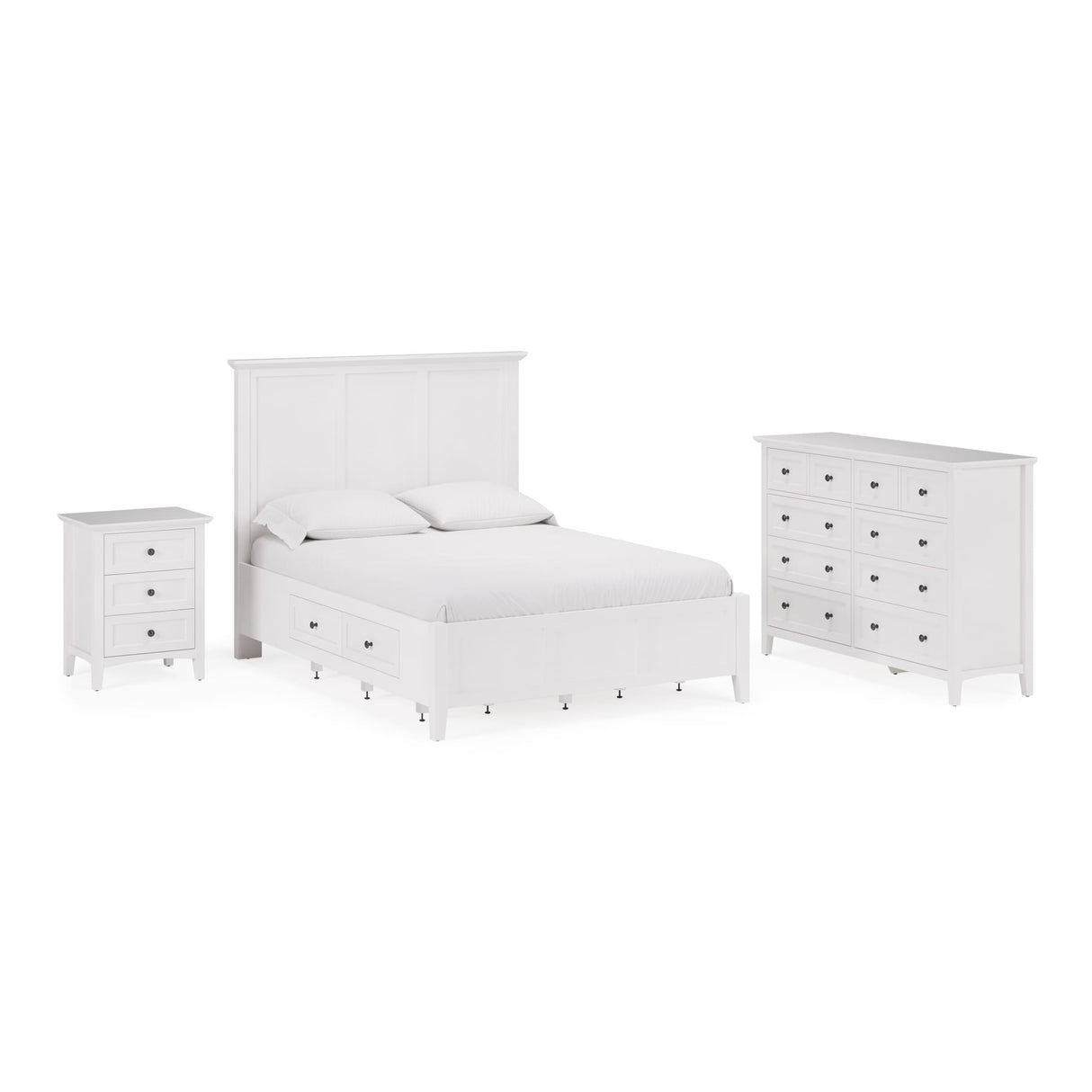 Grace Three Drawer Nightstand in Snowfall White