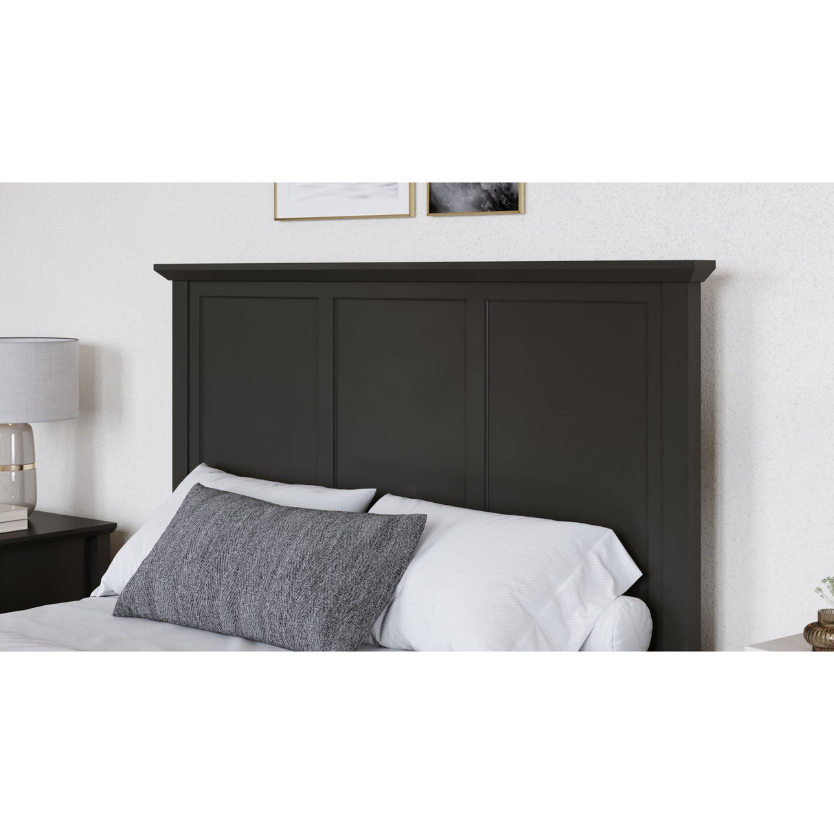 Grace Three Panel Bed in Raven Black