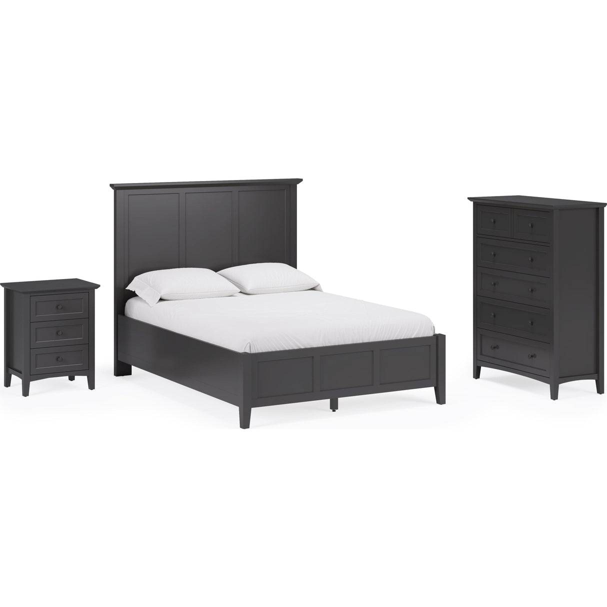 Grace Three Panel Bed in Raven Black