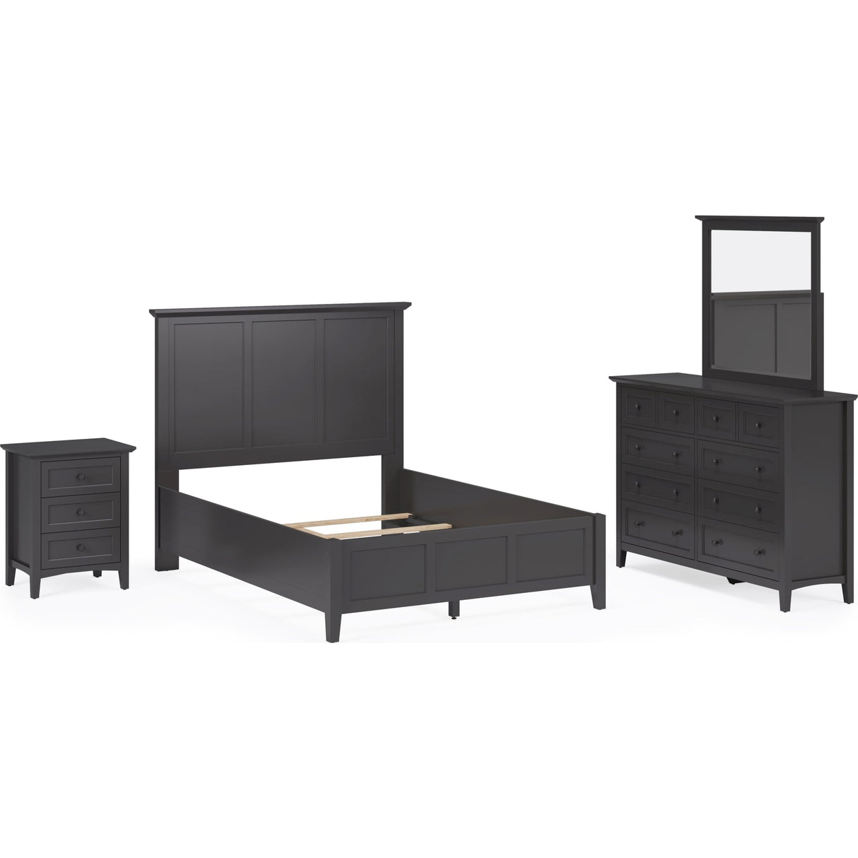 Grace Three Panel Bed in Raven Black