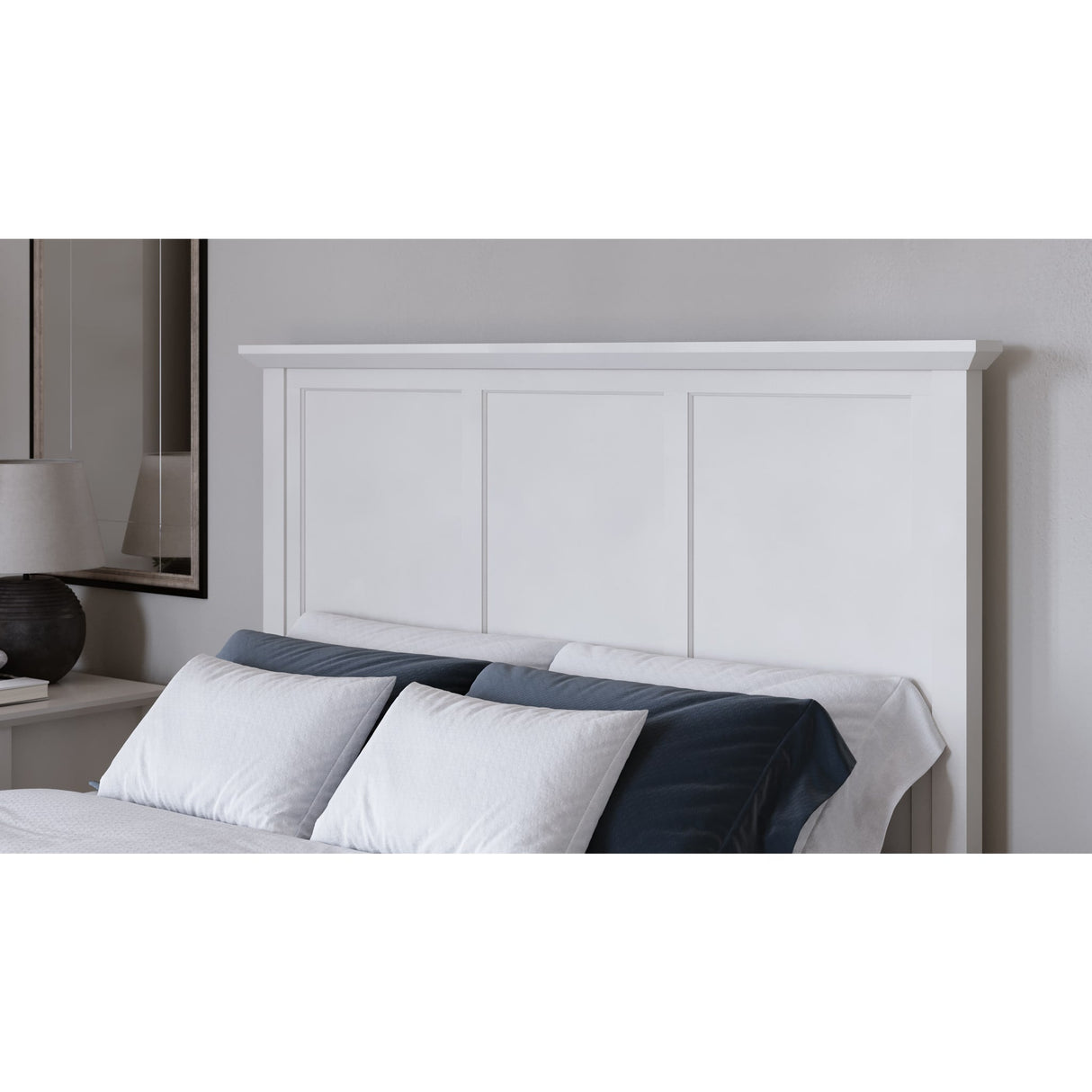 Grace Three Panel Bed in Snowfall White