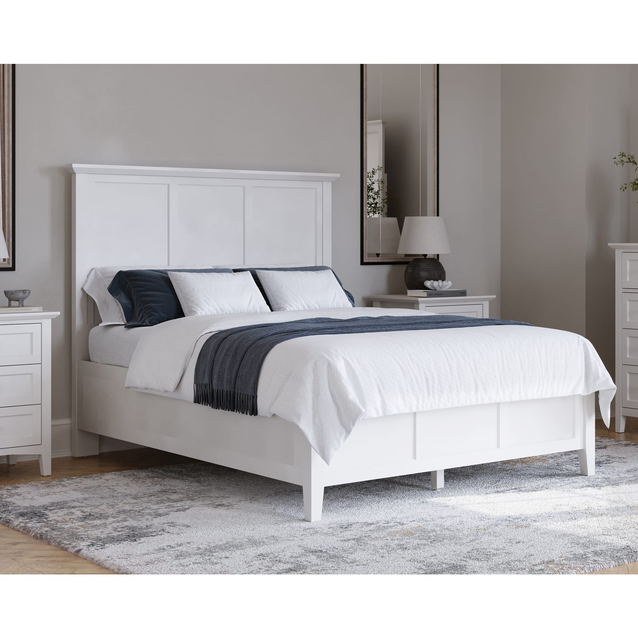 Grace Three Panel Bed in Snowfall White