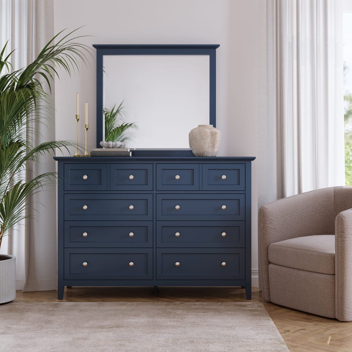 Grace Wall or Dresser Mirror in Blueberry