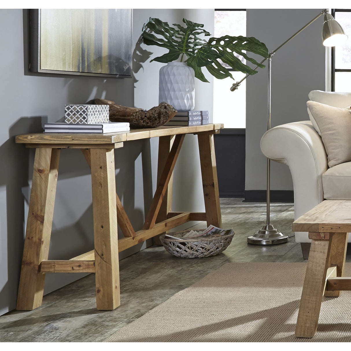 Harby Reclaimed Wood Console Table in Rustic Tawny