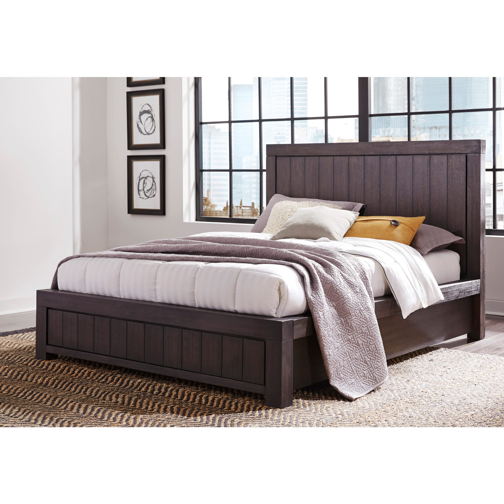 Heath Wood Platform Bed in Basalt Grey