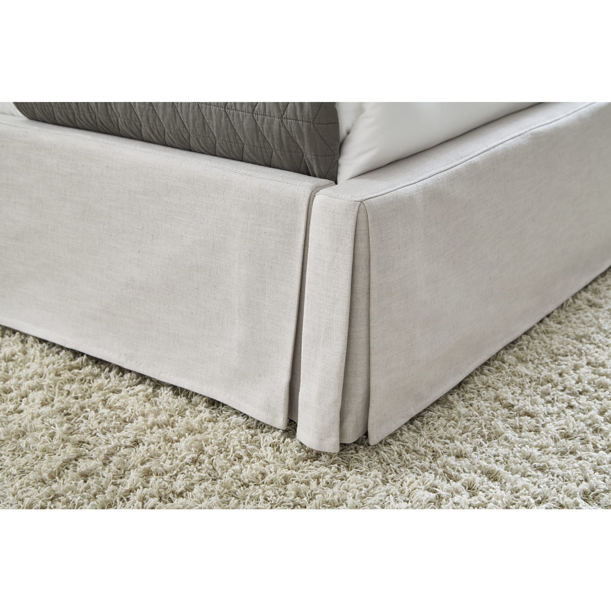 Hera Skirted Footboard Storage Panel Bed in Oatmeal