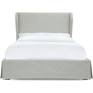 Hera Skirted Footboard Storage Panel Bed in Oatmeal