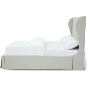 Hera Skirted Footboard Storage Panel Bed in Oatmeal