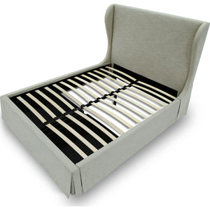 Hera Skirted Footboard Storage Panel Bed in Oatmeal