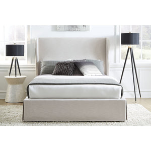 Hera Skirted Footboard Storage Panel Bed in Oatmeal