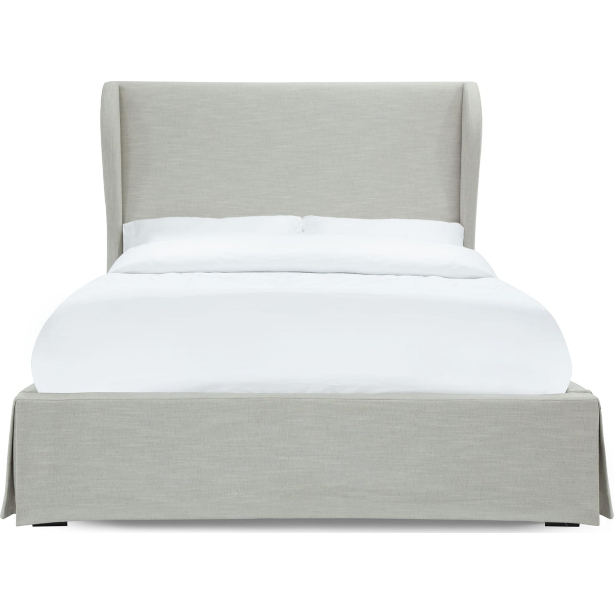 Hera Upholstered Skirted Panel Bed in Oatmeal