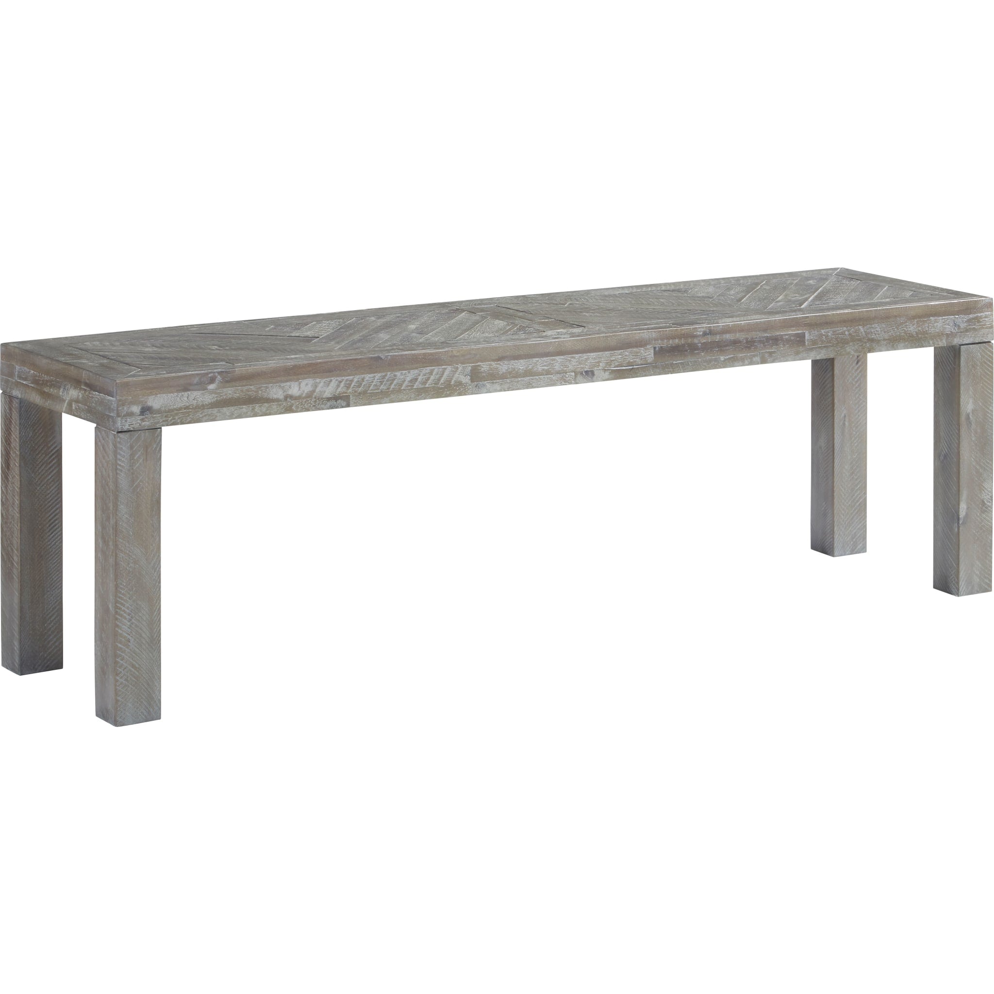 Herringbone Solid Wood Dining Bench in Rustic Latte