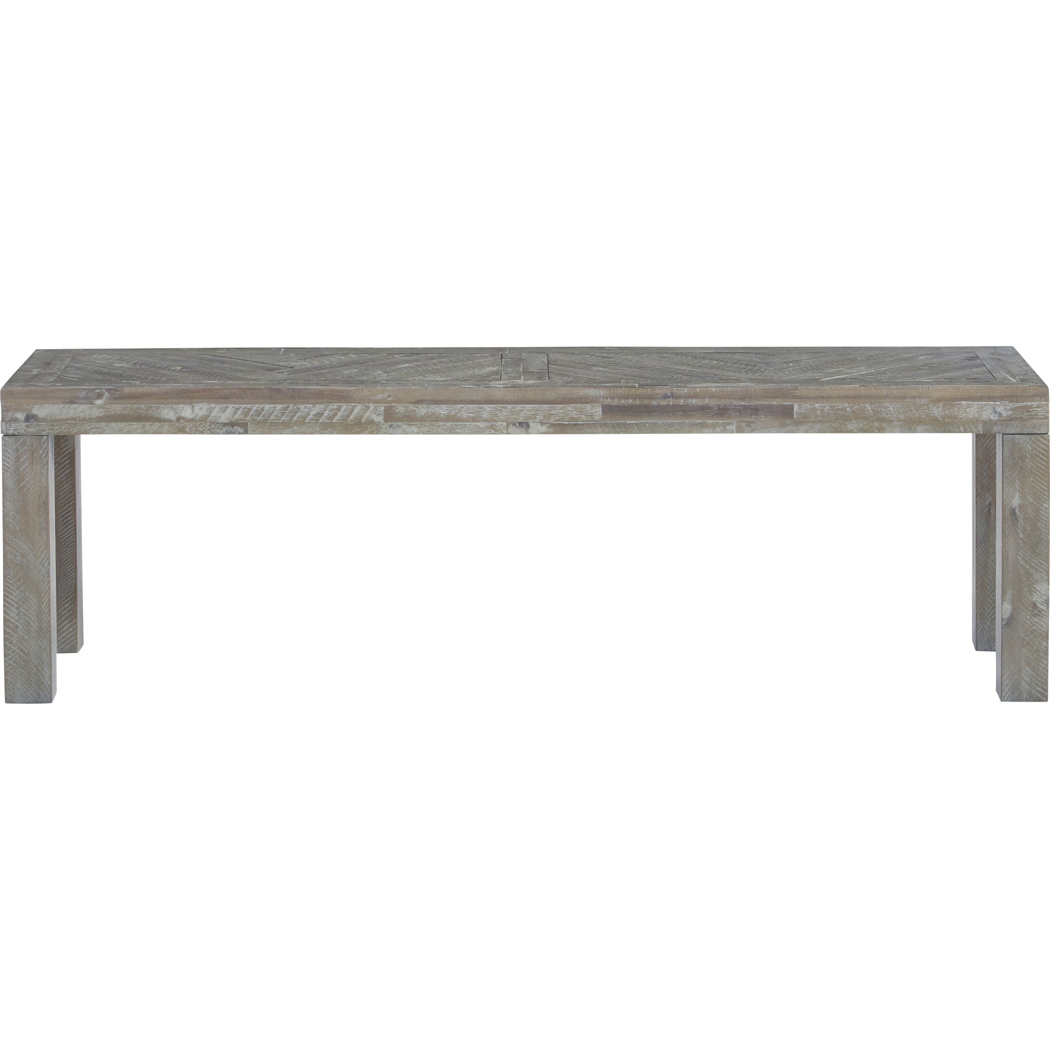 Herringbone Solid Wood Dining Bench in Rustic Latte