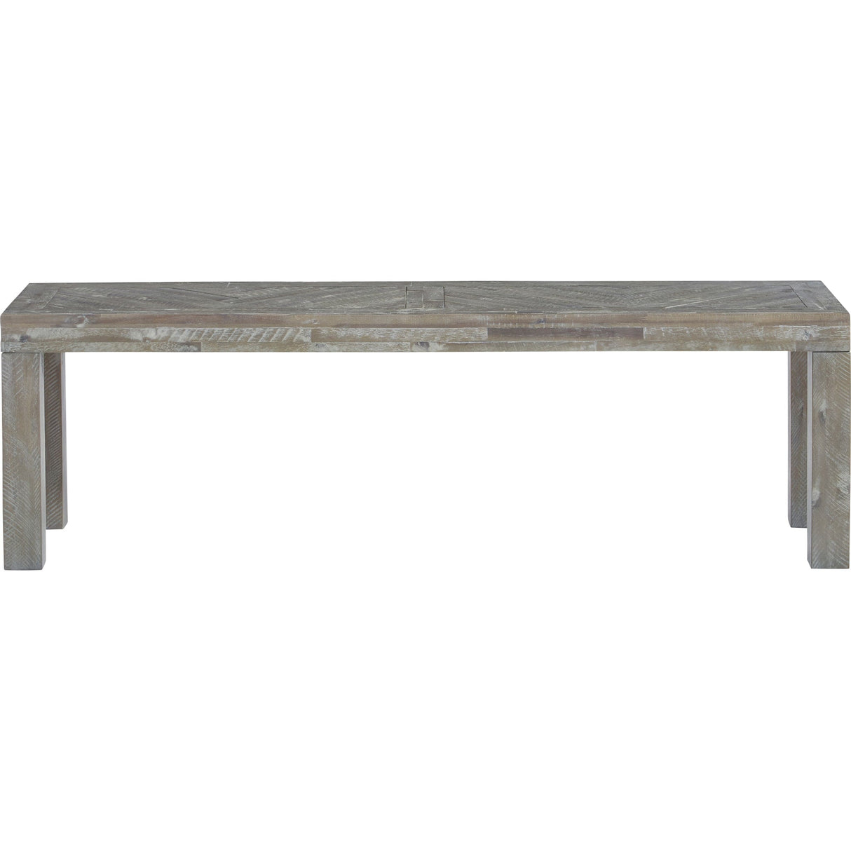 Herringbone Solid Wood Dining Bench in Rustic Latte
