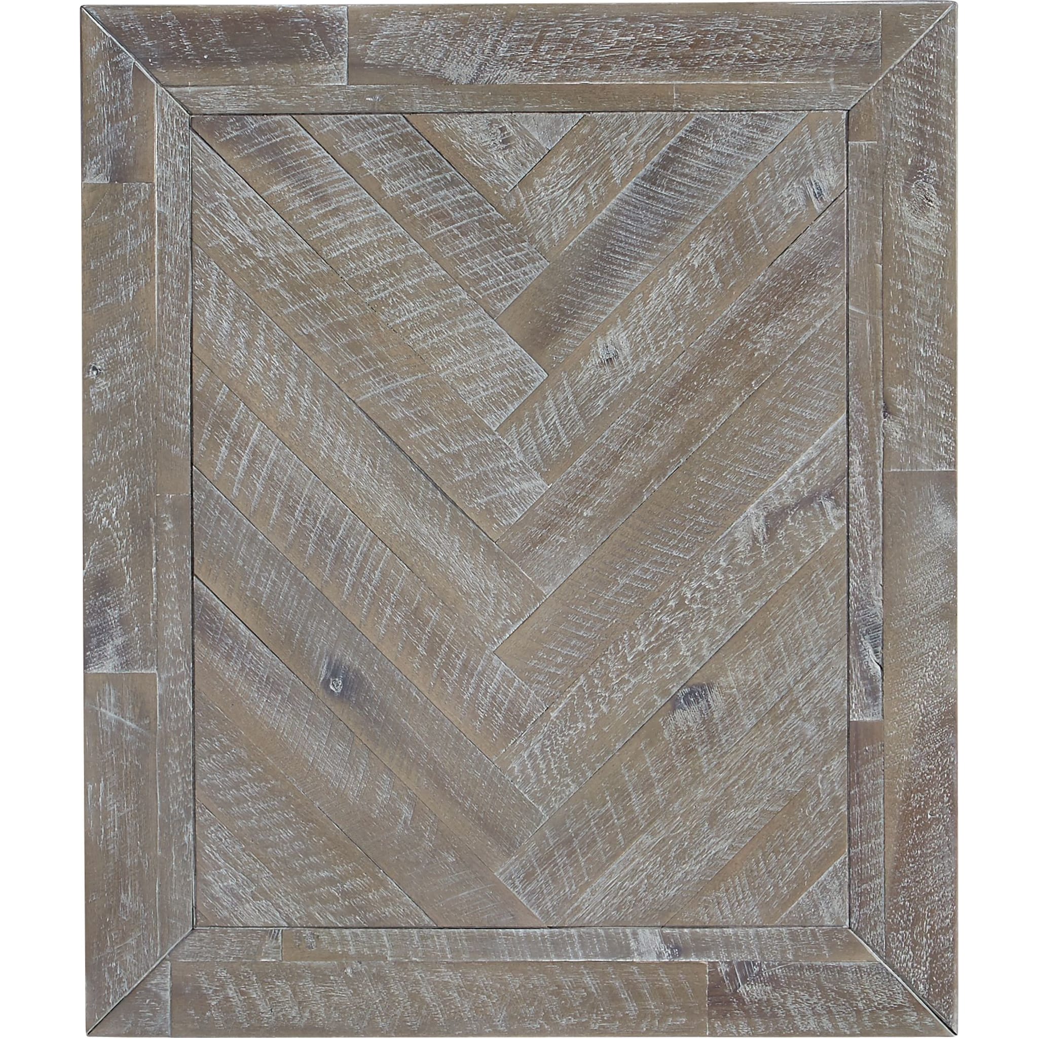 Herringbone Solid Wood One Drawer End Table in Rustic Latte