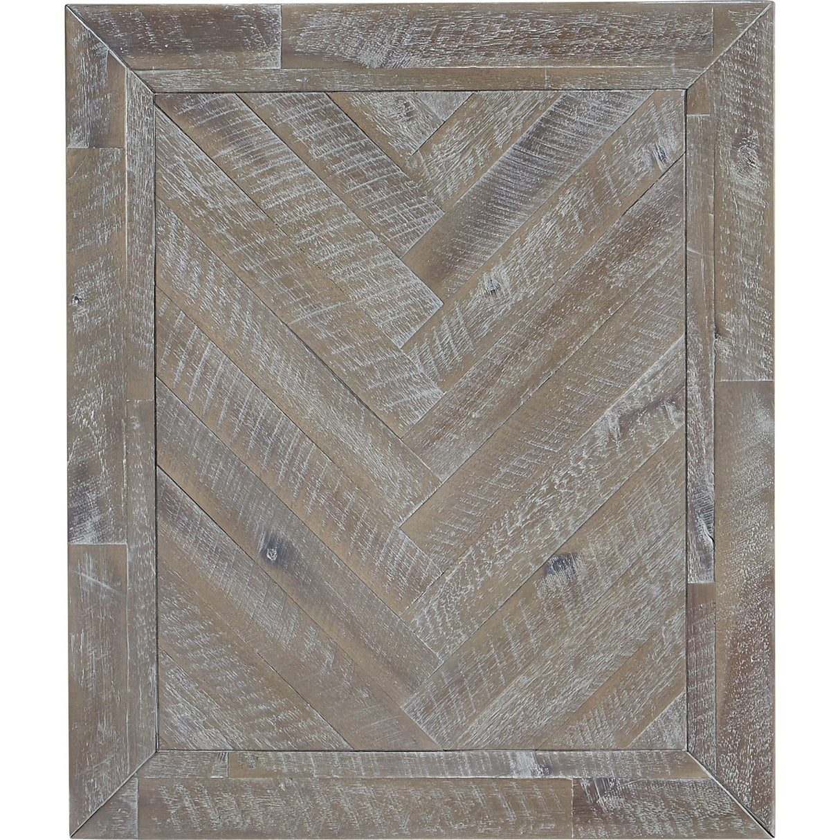 Herringbone Solid Wood One Drawer End Table in Rustic Latte