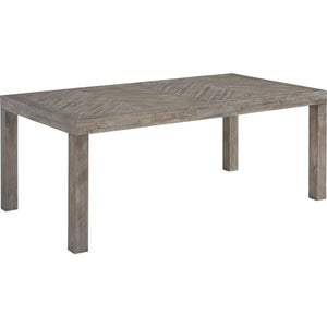 Herringbone Solid Wood Rectangular Dining Table in Rustic Latte
