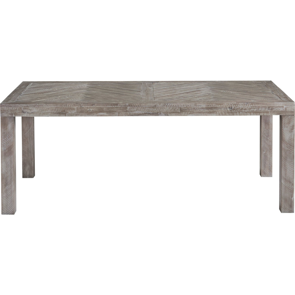 Herringbone Solid Wood Rectangular Dining Table in Rustic Latte