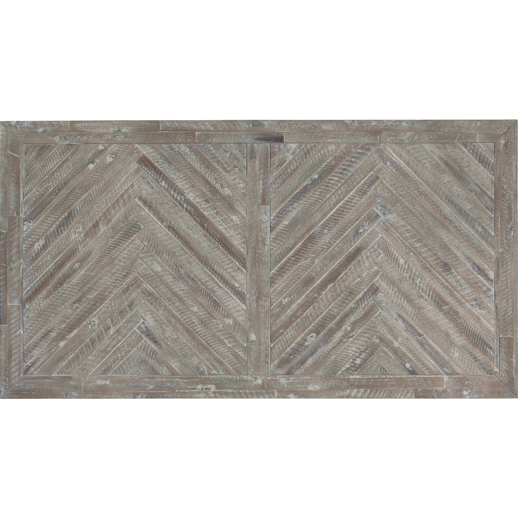 Herringbone Solid Wood Rectangular Dining Table in Rustic Latte