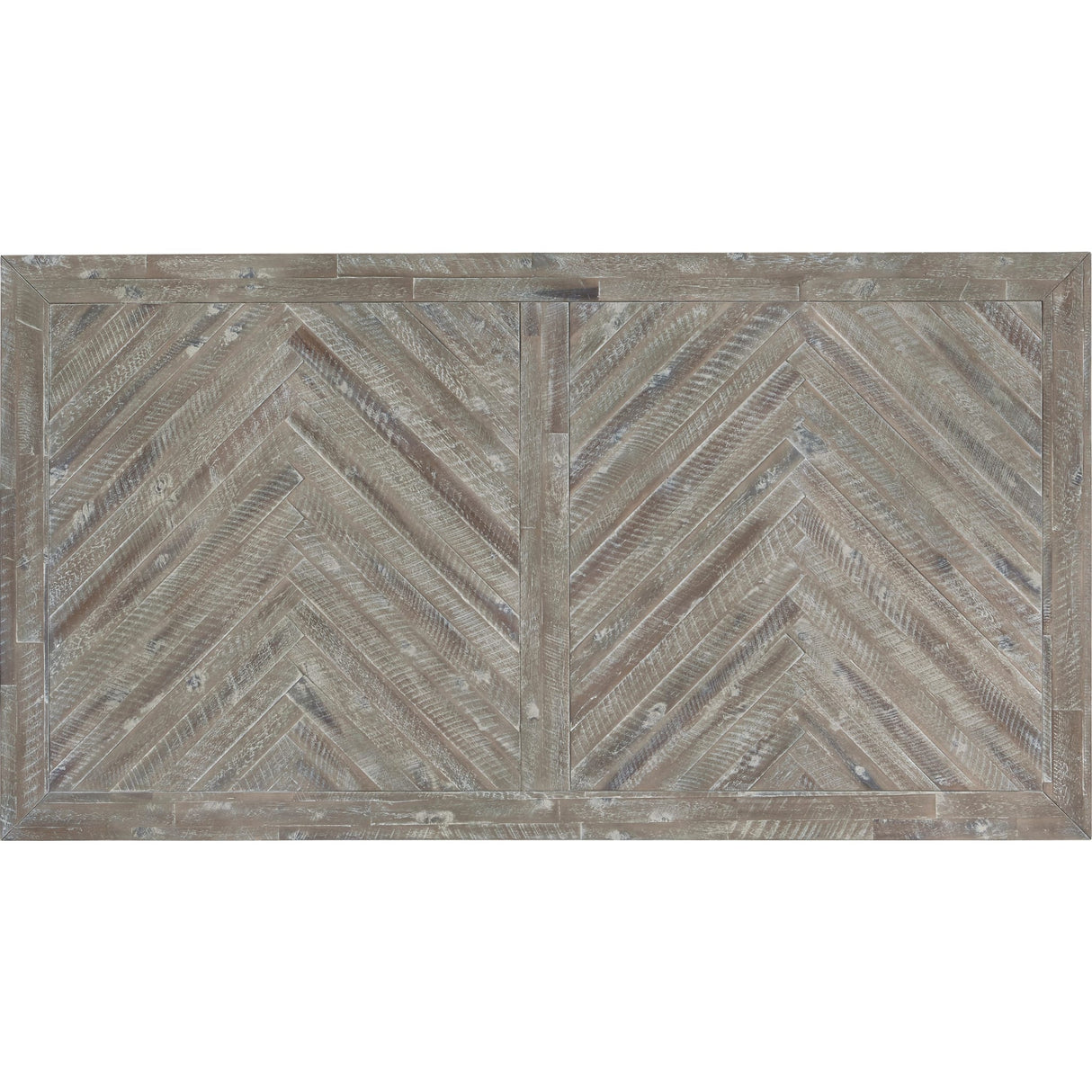 Herringbone Solid Wood Rectangular Dining Table in Rustic Latte