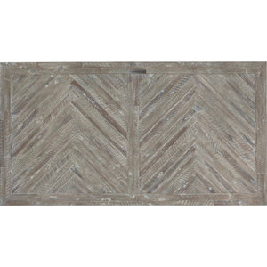 Herringbone Solid Wood Rectangular Dining Table in Rustic Latte