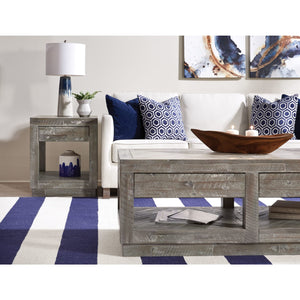 Herringbone Solid Wood Two Drawer Coffee Table in Rustic Latte