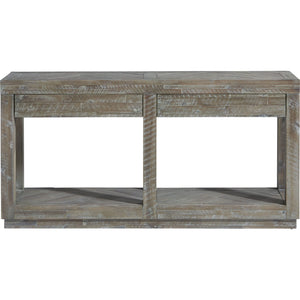 Herringbone Solid Wood Two Drawer Console in Rustic Latte